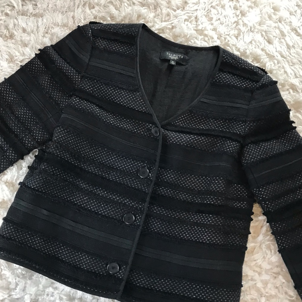 Talbots- Petite Multi Textured Button Up Blazer - image 3